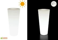 Pot De Fleurs Lumineux Blanc Polyéthylène Hydra H85 Ø39 -Abriet Mobilier Soldes Boutique pot fleur exterieur polyethylene hydra 85cm lumineux 2