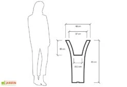 Pot De Fleurs Polyéthylène Patio H85 L48 (pls. Coloris) -Abriet Mobilier Soldes Boutique pot fleurs plastique rotomoule polyethylene blanc gris 18l 4