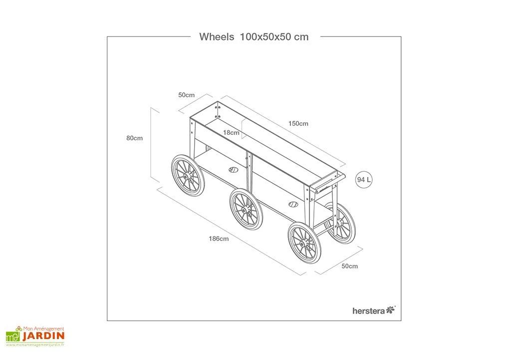 Jardinière En Acier à Roulettes - Wheels 6 Jardinière En Acier à Roulettes - Wheels – Image 6