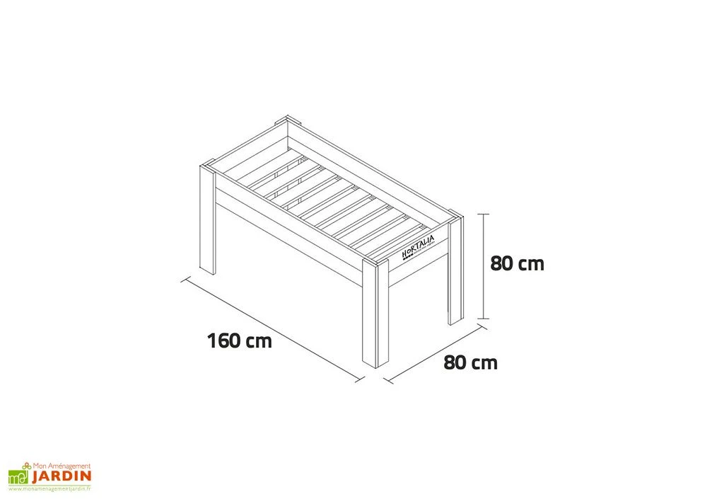 Potager Surélevé En Bois Traité Gardenbrico XL80 : 160 Cm 4 Potager Surélevé En Bois Traité Gardenbrico XL80 : 160 Cm – Image 4
