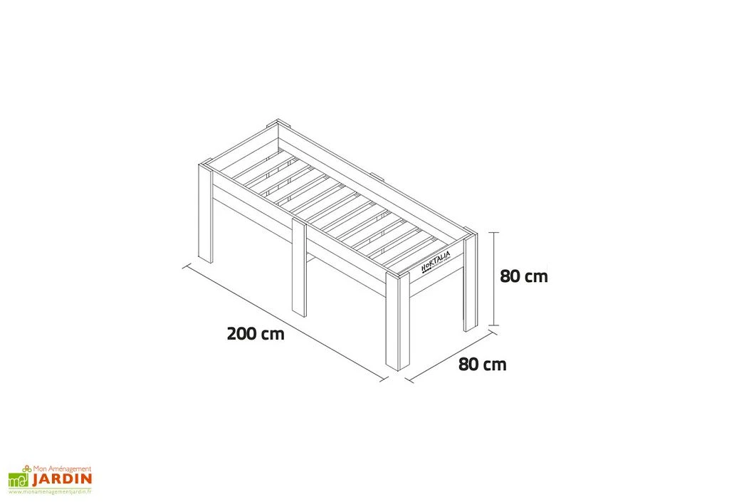 Potager Surélevé En Bois Traité Gardenbrico XXL80 : 200 Cm 2 Potager Surélevé En Bois Traité Gardenbrico XXL80 : 200 Cm – Image 2
