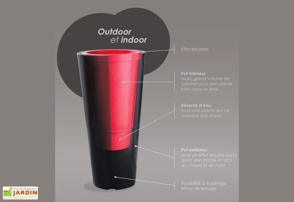 Pot De Fleurs En Plastique Colors Open S Simple Ou Double Paroi (Ø60 X 60 Cm) 2 Pot De Fleurs En Plastique Colors Open S Simple Ou Double Paroi (Ø60 X 60 Cm) – Image 2