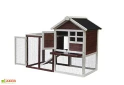 Poulailler En Bois Bicolore Standard 2-3 Poules (120 X 65 X 90 Cm)