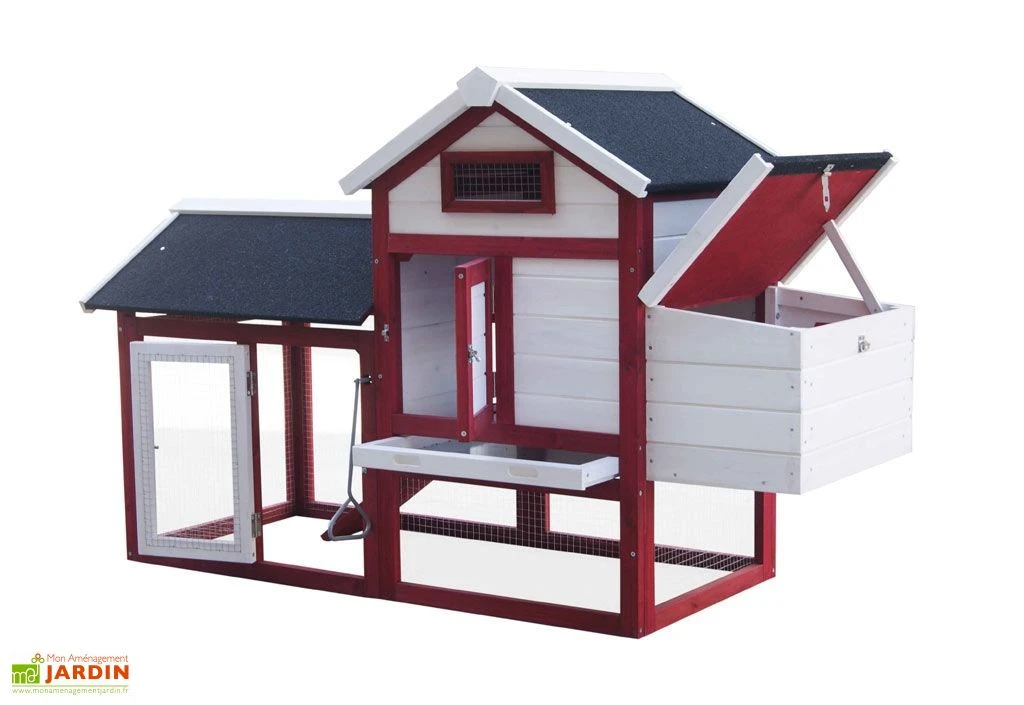 Poulailler En Bois Bicolore Standard 2-3 Poules (150 X 60 X 90 Cm) 2 Poulailler En Bois Bicolore Standard 2-3 Poules (150 X 60 X 90 Cm) – Image 2
