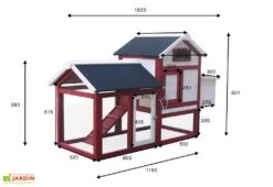 Poulailler En Bois Bicolore Standard 2-3 Poules (150 X 60 X 90 Cm) 8 Poulailler En Bois Bicolore Standard 2-3 Poules (150 X 60 X 90 Cm) -Abriet Mobilier Soldes Boutique poulailler bois rouge blanc trois poules 6 1