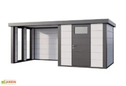Abri De Jardin En Métal Avec Auvent Vitré Lounge – 12,5 M² 8 Abri De Jardin En Métal Avec Auvent Vitré Lounge – 12,5 M² -Abriet Mobilier Soldes Boutique remise jardin auvent vitre gauche