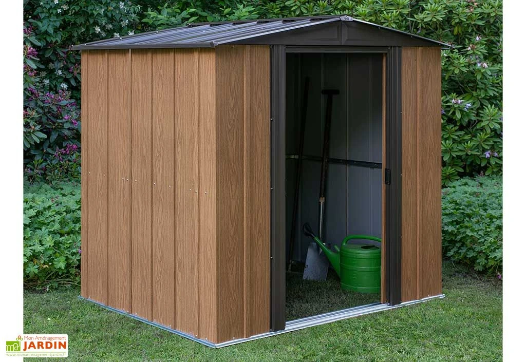 Abri De Jardin En Acier Galvanisé Imitation Bois Woodlake - 2,93 M² 2 Abri De Jardin En Acier Galvanisé Imitation Bois Woodlake - 2,93 M² – Image 2