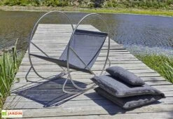 Rocking Chair De Jardin En Inox Et Textilène - Caprera -Abriet Mobilier Soldes Boutique rocking chair exterieur inox textilene