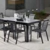 Salon De Jardin HPL Star Noir : Table Extensible Alu + 6 Fauteuils