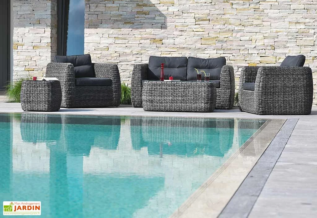 Salon De Jardin Bahamas : 1 Banquette + 2 Fts + 1 Table + 1 Desserte 1 Salon De Jardin Bahamas : 1 Banquette + 2 Fts + 1 Table + 1 Desserte