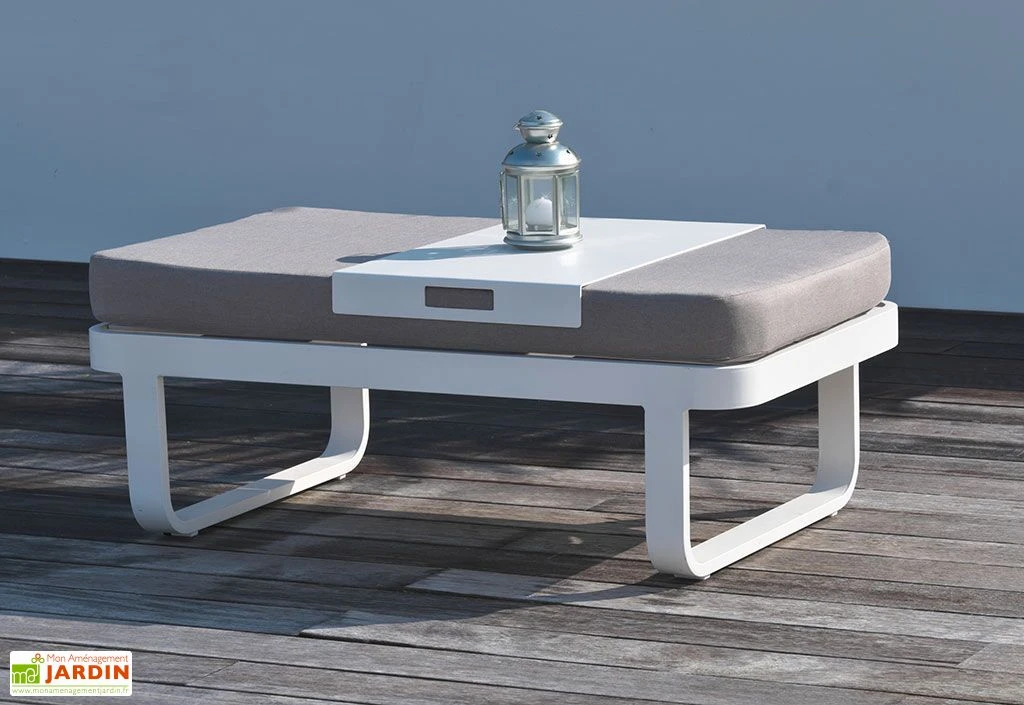 Salon De Jardin En Aluminium Barcelona : 1 Table + 2 Canapés + 1 Pouf 4 Salon De Jardin En Aluminium Barcelona : 1 Table + 2 Canapés + 1 Pouf – Image 4