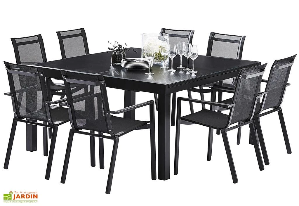 Salon De Jardin Carré WhiteStar : Table Extensible + 8 Fauteuils 2 Salon De Jardin Carré WhiteStar : Table Extensible + 8 Fauteuils – Image 2