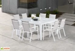 Salon De Jardin Carré WhiteStar : Table Extensible + 8 Fauteuils 7 Salon De Jardin Carré WhiteStar : Table Extensible + 8 Fauteuils -Abriet Mobilier Soldes Boutique salon de jardin carre whitestar 8 fauteuils aluminium