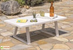 Salon De Jardin En Aluminium Blanc Table Canapé 5 Places - Ibiza -Abriet Mobilier Soldes Boutique salon de jardin ibiza 1