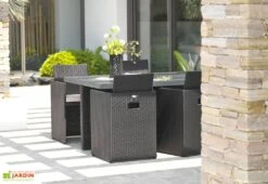 Salon De Jardin Encastrable : 1 Table + 4 Fauteuils -Abriet Mobilier Soldes Boutique salon de jardin pvc 4 aluminium resine tressee