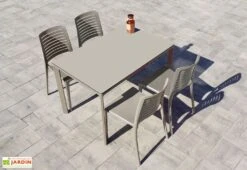Salon De Jardin : 1 Table Aluminium 120 X 80 Cm + 4 Chaises – Park -Abriet Mobilier Soldes Boutique salon de jardin table 4 chaises 5