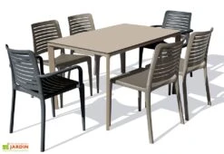 Salon De Jardin : 1 Table 160 X 90 Cm + 4 Chaises + 2 Fauteuils – Park -Abriet Mobilier Soldes Boutique salon de jardon table 6 chaises 10