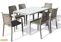 Salon De Jardin : 1 Table 160 X 90 Cm + 4 Chaises + 2 Fauteuils – Park -Abriet Mobilier Soldes Boutique salon de jardon table 6 chaises 2