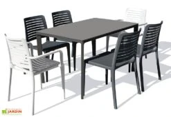 Salon De Jardin : 1 Table 160 X 90 Cm + 4 Chaises + 2 Fauteuils – Park -Abriet Mobilier Soldes Boutique salon de jardon table 6 chaises 6
