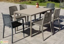 Salon De Jardin : 1 Table 160 X 90 Cm + 4 Chaises + 2 Fauteuils – Park -Abriet Mobilier Soldes Boutique salon de jardon table 6 chaises 9