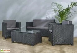 Salon De Jardin 4 Places En Aluminium Et Résine Tressée - Belem