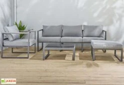 Salon De Jardin 5 Places En Aluminium - Lima -Abriet Mobilier Soldes Boutique salon jardin 5 places alu lima gris