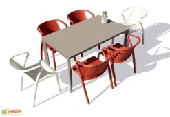 Salon De Jardin : 1 Table Aluminium 160 X 90 Cm + 6 Fauteuils – Fado -Abriet Mobilier Soldes Boutique salon jardin 6 personnes aluminium taupe