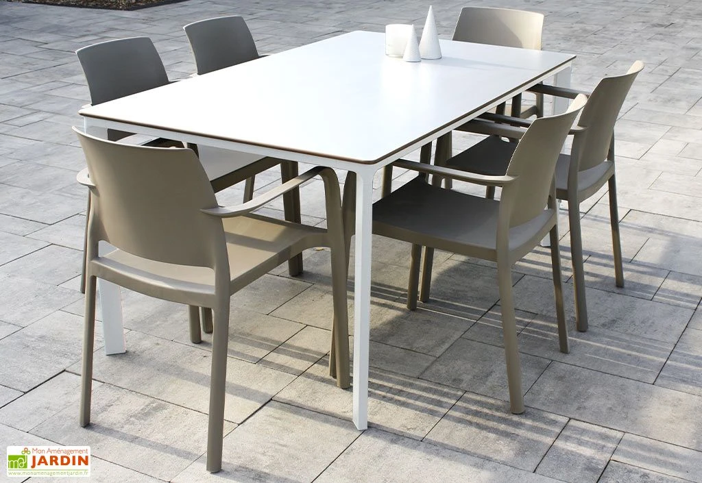 Salon De Jardin : 1 Table Aluminium 160 X 90 Cm + 6 Fauteuils – Dock 1 Salon De Jardin : 1 Table Aluminium 160 X 90 Cm + 6 Fauteuils – Dock