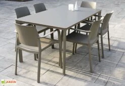 Salon De Jardin : 1 Table Aluminium 160 X 90 Cm + 6 Fauteuils – Dock 8 Salon De Jardin : 1 Table Aluminium 160 X 90 Cm + 6 Fauteuils – Dock -Abriet Mobilier Soldes Boutique salon jardin 6 places aluminium taupe