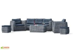 Salon De Jardin 7 Places Aluminium Et Résine Tressée Bahamas