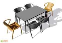 Salon De Jardin : 1 Table Aluminium 160 X 90 Cm + 6 Fauteuils – Fado -Abriet Mobilier Soldes Boutique salon jardin 8 places aluminium gris anthracite