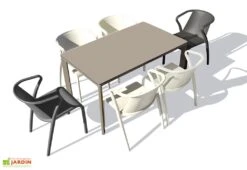 Salon De Jardin : 1 Table Aluminium 160 X 90 Cm + 6 Fauteuils – Fado -Abriet Mobilier Soldes Boutique salon jardin 8 places aluminium taupe