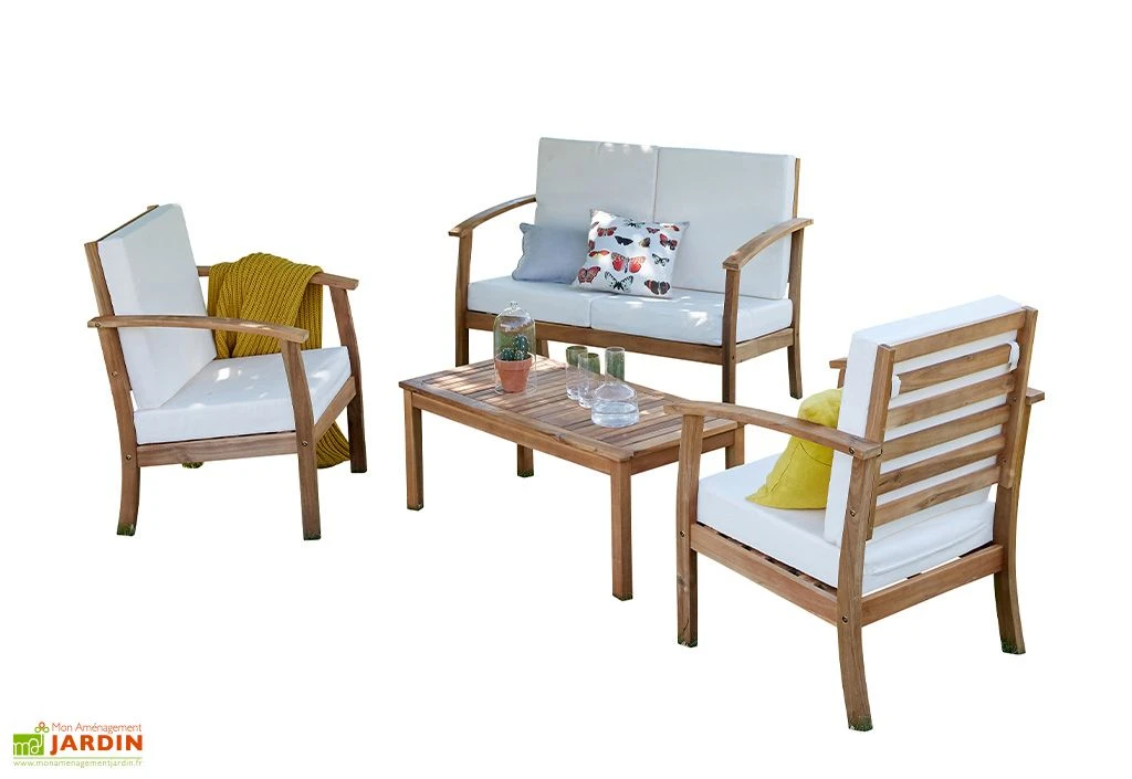 Salon De Jardin 6 Places Acacia – 1 Canapé, 1 Table Basse 2 Fauteuils 1 Salon De Jardin 6 Places Acacia – 1 Canapé, 1 Table Basse 2 Fauteuils