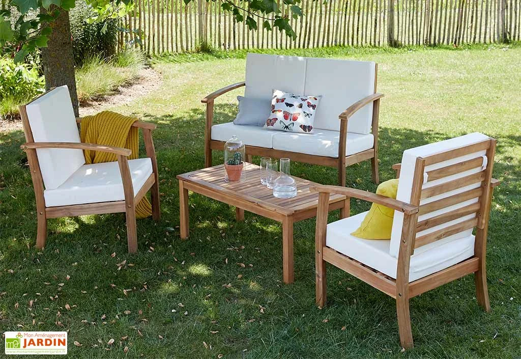 Salon De Jardin 6 Places Acacia – 1 Canapé, 1 Table Basse 2 Fauteuils 2 Salon De Jardin 6 Places Acacia – 1 Canapé, 1 Table Basse 2 Fauteuils – Image 2