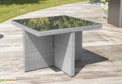 Salon De Jardin En Résine Tressée Encastrable Gris : 1 Table + 4 Fts 7 Salon De Jardin En Résine Tressée Encastrable Gris : 1 Table + 4 Fts -Abriet Mobilier Soldes Boutique salon jardin acier resine tressee grise 4places encastrable 3