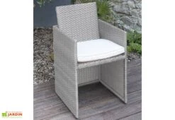 Salon De Jardin En Résine Tressée Encastrable Gris : 1 Table + 4 Fts 9 Salon De Jardin En Résine Tressée Encastrable Gris : 1 Table + 4 Fts -Abriet Mobilier Soldes Boutique salon jardin acier resine tressee grise 4places encastrable 4