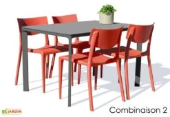 Salon De Jardin : 1 Table Aluminium 120 X 80 Cm + 4 Chaises – Town -Abriet Mobilier Soldes Boutique salon jardin alu 4 places anthracite rouge