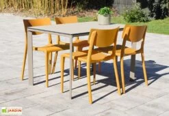 Salon De Jardin : 1 Table Aluminium 120 X 80 Cm + 4 Chaises – Town