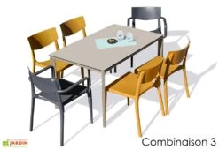 Salon De Jardin : 1 Table 160 X 90 Cm + 4 Chaises + 2 Fauteuils – Town 9 Salon De Jardin : 1 Table 160 X 90 Cm + 4 Chaises + 2 Fauteuils – Town -Abriet Mobilier Soldes Boutique salon jardin alu 6 places taupe gris jaune