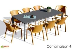 Salon De Jardin : 1 Table Aluminium 200 X 90 Cm Anthracite + 8 Fauteuils – Fado 10 Salon De Jardin : 1 Table Aluminium 200 X 90 Cm Anthracite + 8 Fauteuils – Fado -Abriet Mobilier Soldes Boutique salon jardin alu 8 places anthracite jaune