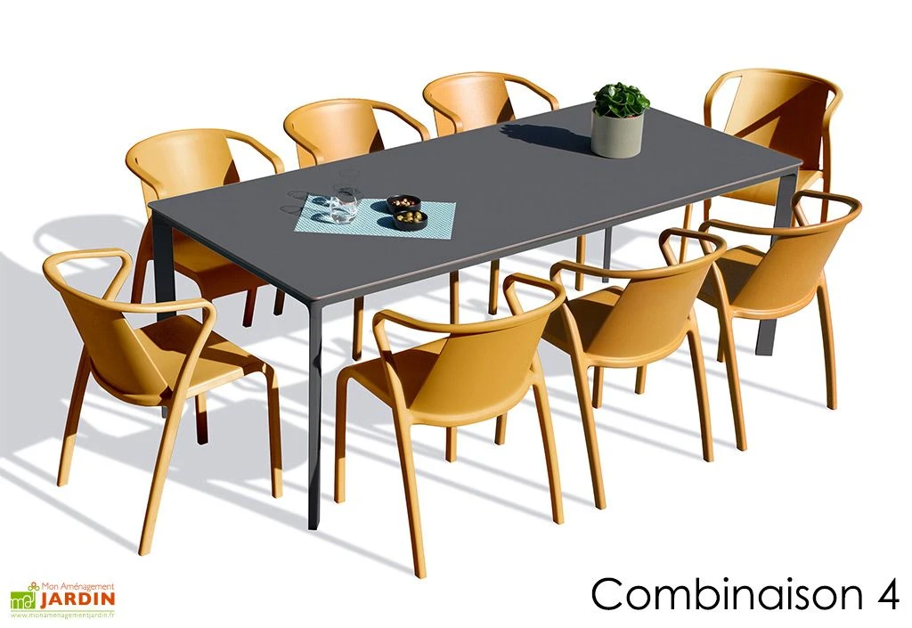 Salon De Jardin : 1 Table Aluminium 200 X 90 Cm Anthracite + 8 Fauteuils – Fado 5 Salon De Jardin : 1 Table Aluminium 200 X 90 Cm Anthracite + 8 Fauteuils – Fado – Image 5