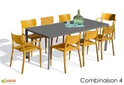 Salon De Jardin : 1 Table 200 X 90 Cm + 6 Chaises + 2 Fauteuils – Town -Abriet Mobilier Soldes Boutique salon jardin alu 8 places anthracite jaune 1