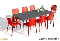 Salon De Jardin : 1 Table 200 X 90 Cm + 6 Chaises + 2 Fauteuils – Park -Abriet Mobilier Soldes Boutique salon jardin alu 8 places anthracite rouge 1