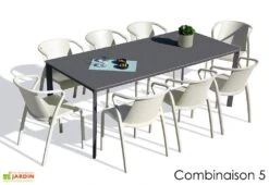 Salon De Jardin : 1 Table Aluminium 200 X 90 Cm Anthracite + 8 Fauteuils – Fado 11 Salon De Jardin : 1 Table Aluminium 200 X 90 Cm Anthracite + 8 Fauteuils – Fado -Abriet Mobilier Soldes Boutique salon jardin alu 8 places anthracite sable