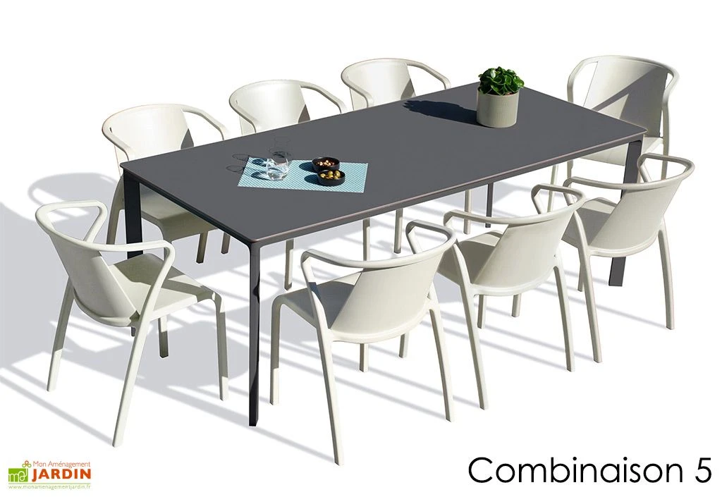 Salon De Jardin : 1 Table Aluminium 200 X 90 Cm Anthracite + 8 Fauteuils – Fado 6 Salon De Jardin : 1 Table Aluminium 200 X 90 Cm Anthracite + 8 Fauteuils – Fado – Image 6
