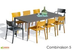 Salon De Jardin : 1 Table 200 X 90 Cm + 6 Chaises + 2 Fauteuils – Town -Abriet Mobilier Soldes Boutique salon jardin alu 8 places gris anthracite jaune 1