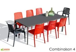 Salon De Jardin : 1 Table 200 X 90 Cm + 6 Chaises + 2 Fauteuils – Park -Abriet Mobilier Soldes Boutique salon jardin alu 8 places gris anthracite rouge