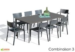 Salon De Jardin : 1 Table 200 X 90 Cm + 6 Chaises + 2 Fauteuils – Town -Abriet Mobilier Soldes Boutique salon jardin alu 8 places gris anthracite 1 1