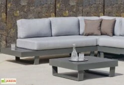 Hevea Salon De Jardin En Aluminium Anastacia Blanc + Coussins Gris Marinland -Abriet Mobilier Soldes Boutique salon jardin aluminium anastacia 1 canape angle 1 table basse 2