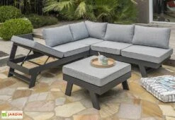 Salon De Jardin D'Angle Aluminium Gris Anthracite New-York